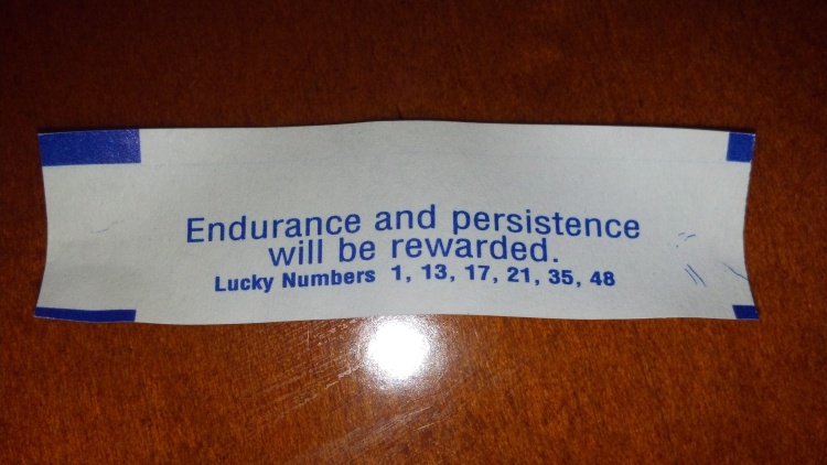 Somewhere in the middle of all this mess, I got this little reassurance from a non-scriptural source. Thanks, Pei Wei. 